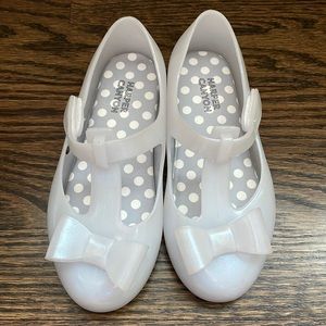 Harper Canyon Karmin Jelly Mary Jane Flat Iridescent White Pearl Bow Strap Shoes